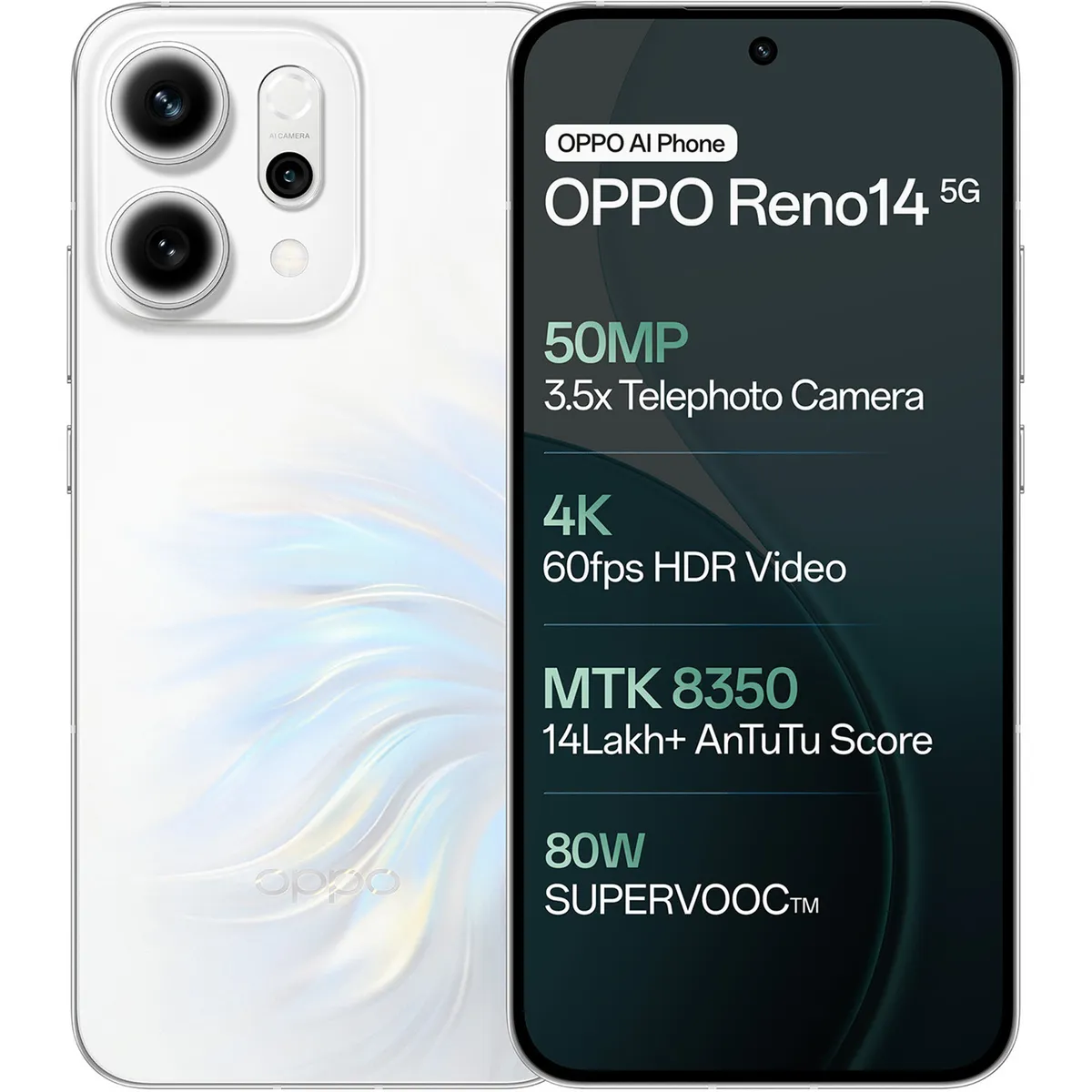 Oppo Reno 14 5G (Pearl White, 12GB + 512GB)